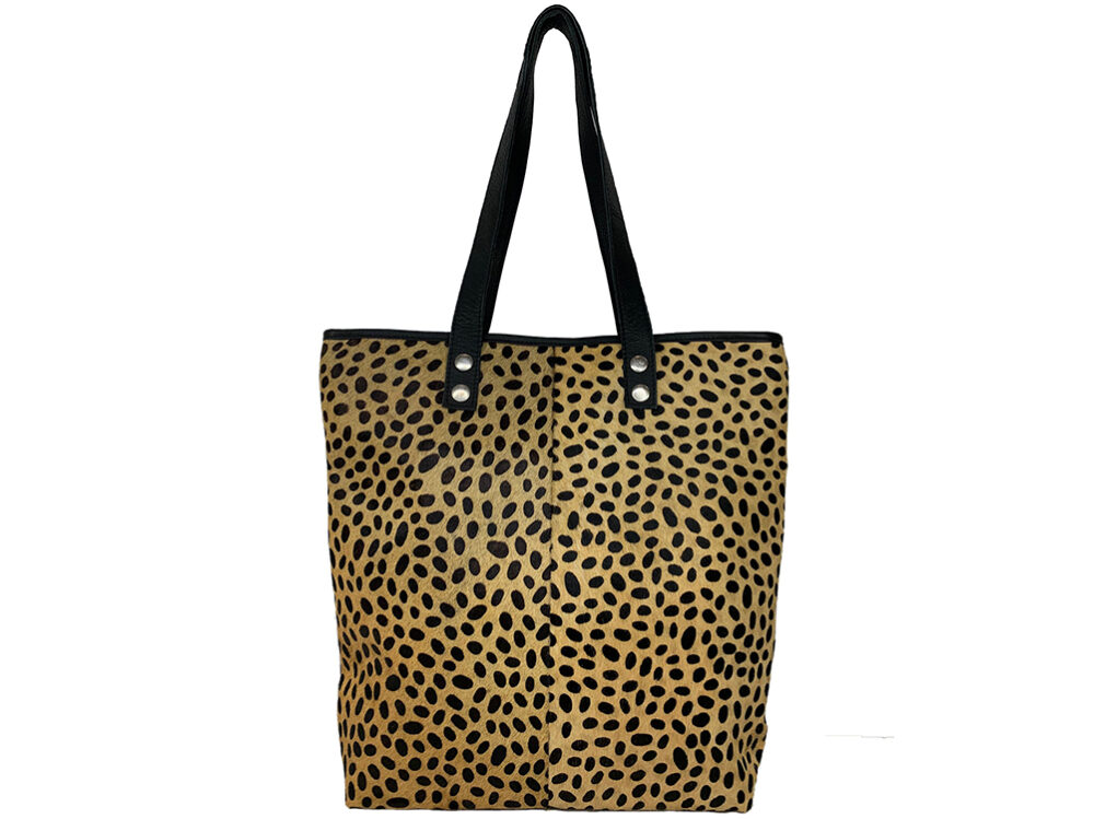 Belle Couleur - Belle Cheetah Print Cowhide Tote Bag