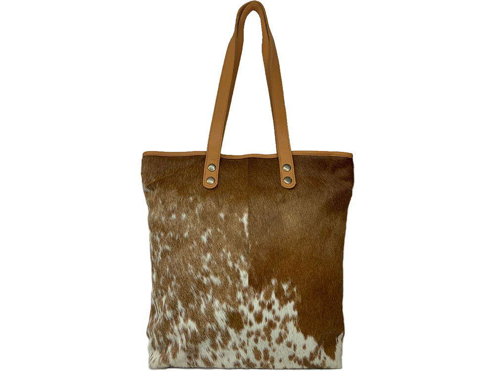 Belle Couleur - Belle Speckled Tan and White Cowhide Bag