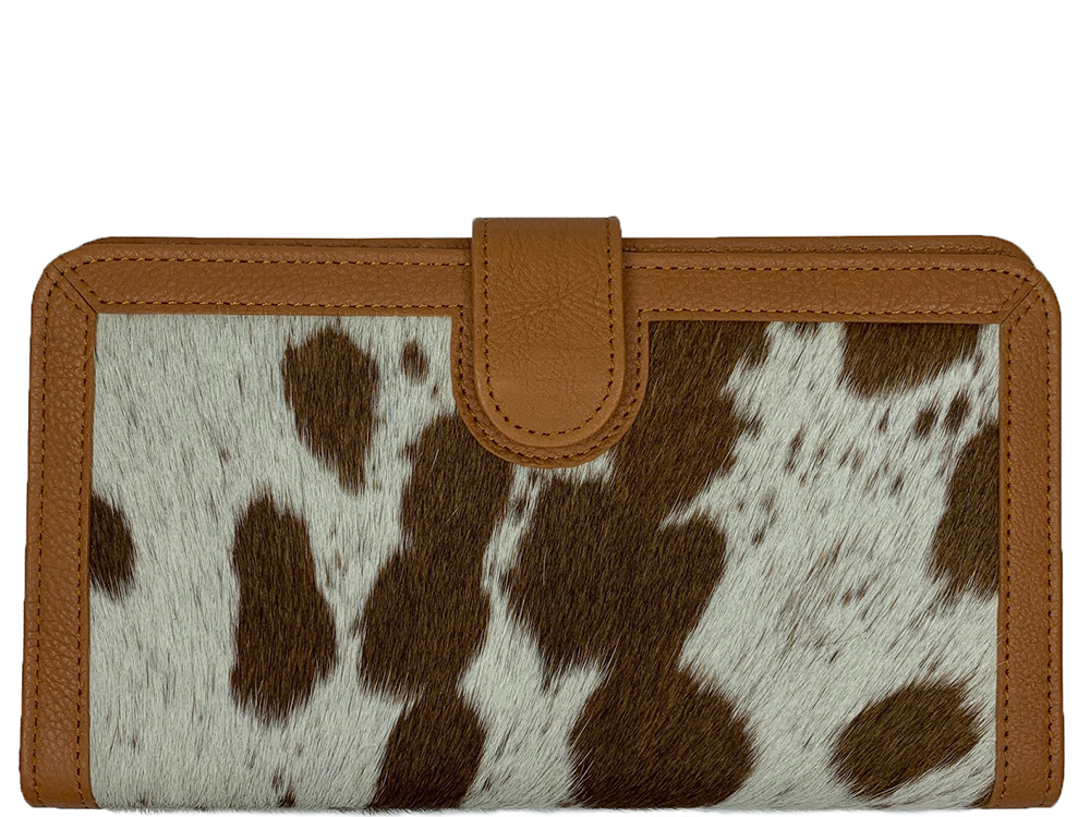 Belle Couleur - Zoe Tan and White Cowhide Wallet