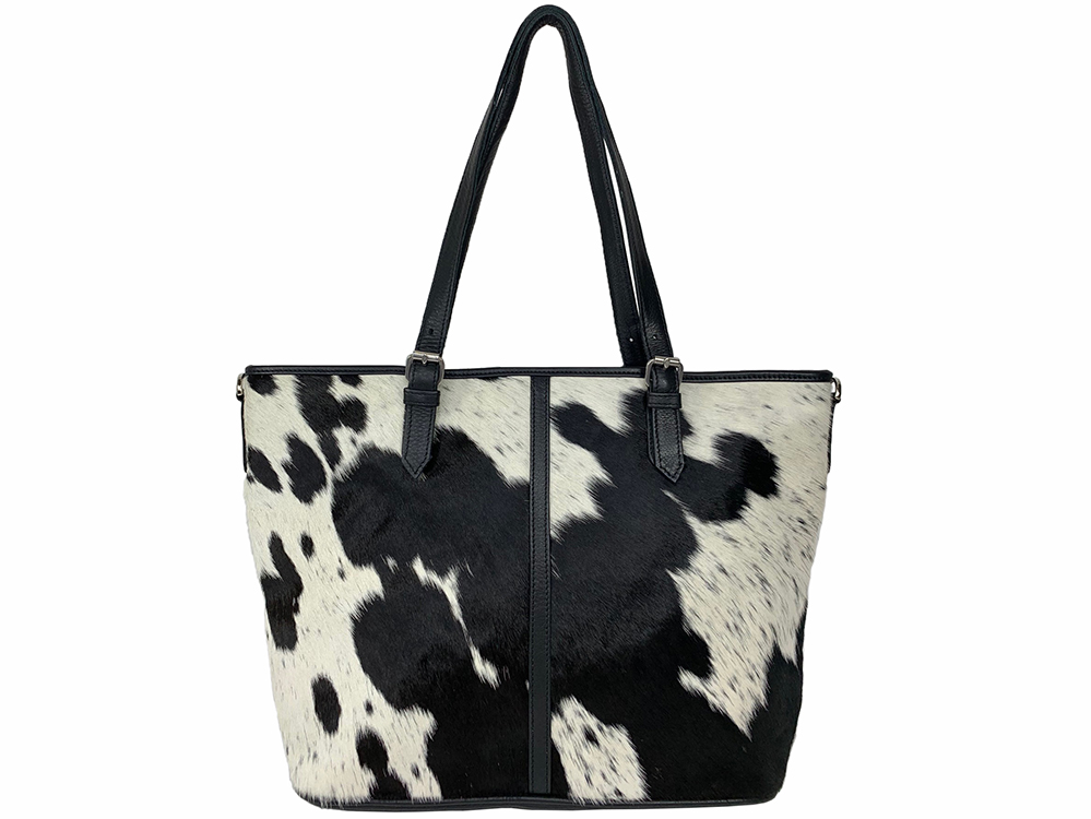 Belle Couleur - Adele Black and White Cowhide Bag