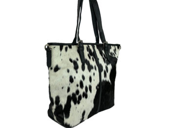 Belle Couleur - Adele Speckled Black and White Cowhide Bag