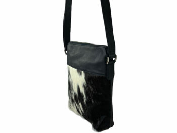 Belle Couleur - Harriet Flecked Black and White Cowhide Bag