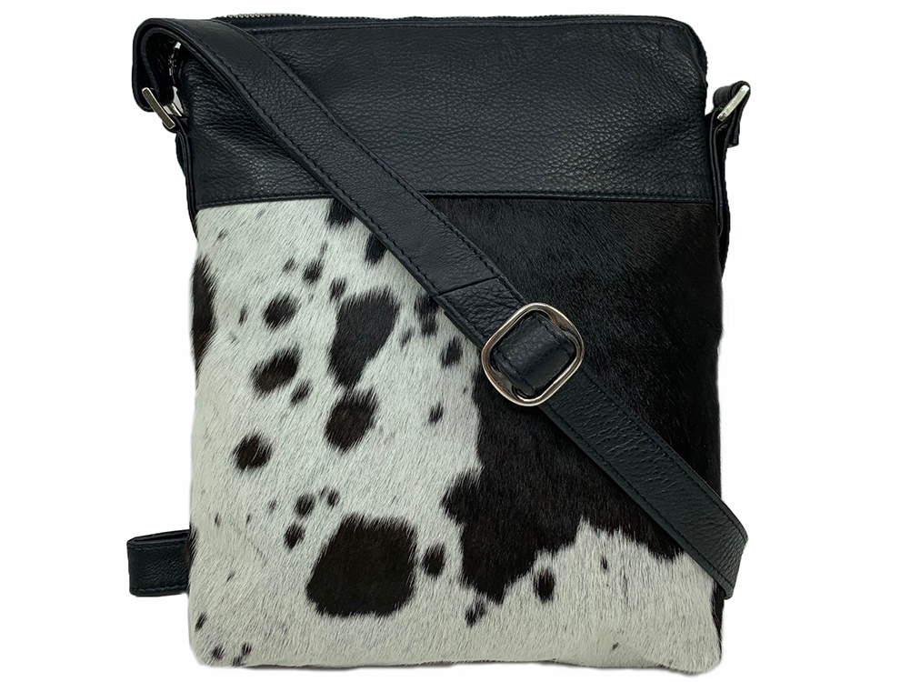 Belle Couleur - Harriet Speckled Black and White Cowhide Bag