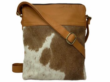 Belle Couleur - Harriet Tan and White Cowhide Bag
