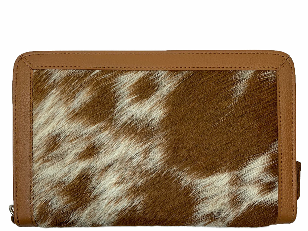 Belle Couleur - Colette Flecked Tan and White Cowhide Wallet