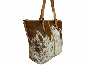 Belle Couleur - Adele Flecked Tan and White Cowhide Bag