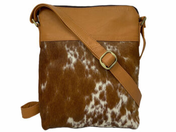 Belle Couleur - Harriet Tan and White Cowhide Bag
