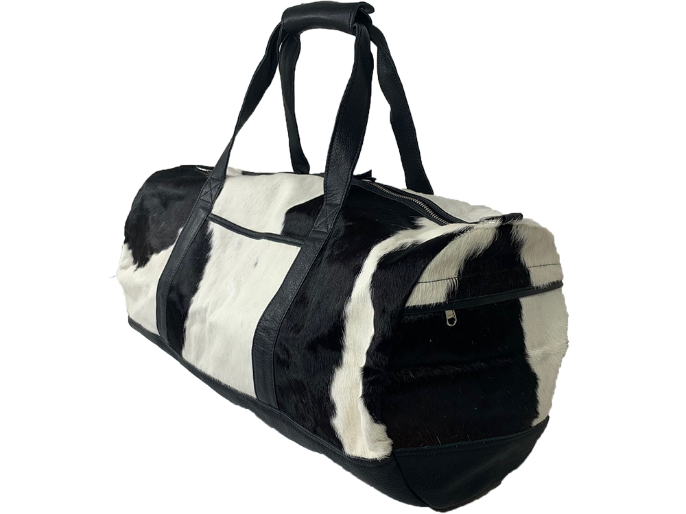 Belle Couleur - Domenique Dark Black and White Cowhide Bag