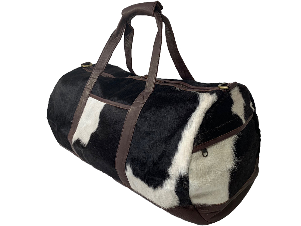 Belle Couleur - Domenique Dark Chocolate and White Cowhide Bag