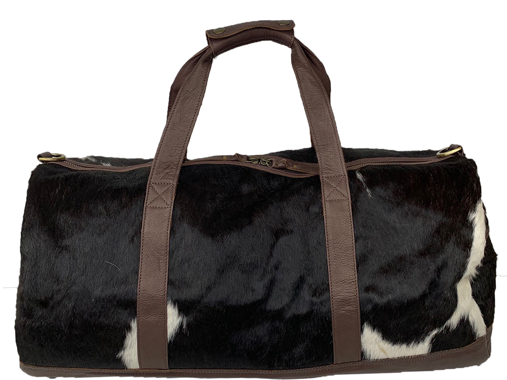 Belle Couleur - Domenique Dark Chocolate and White Cowhide Bag
