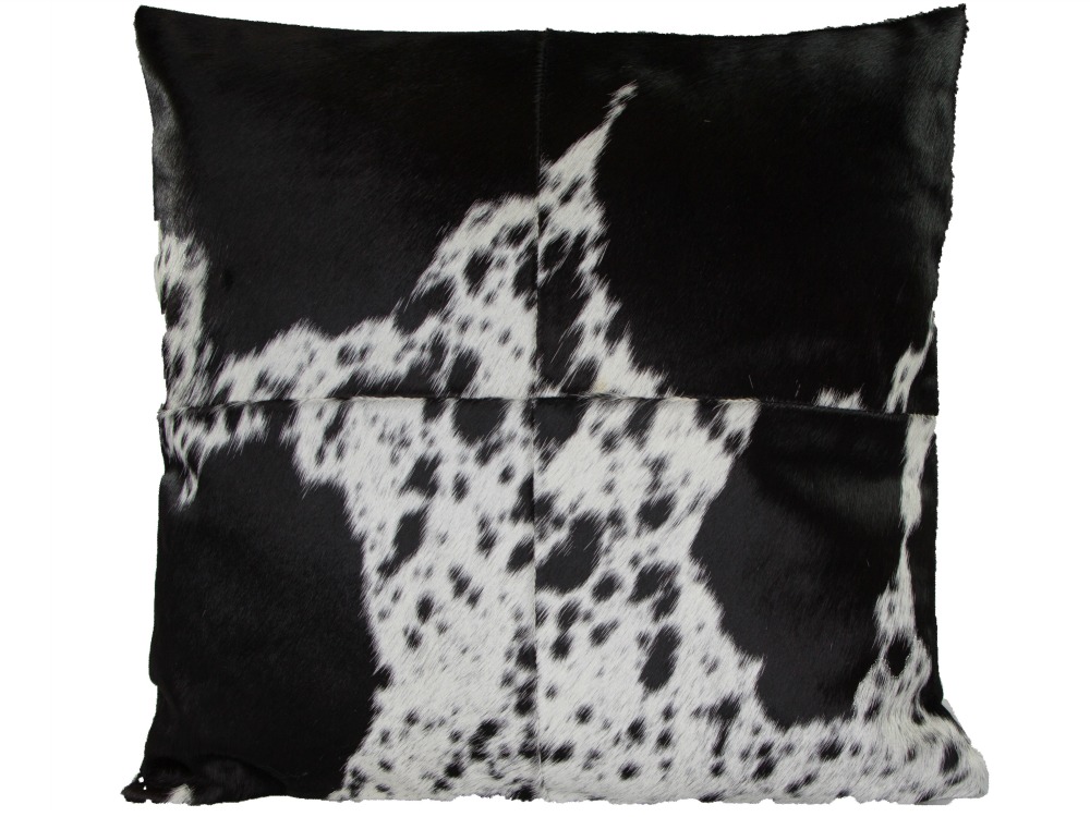 Cowhide Cushion Cover Dark Black And White Cowhide Belle Couleur