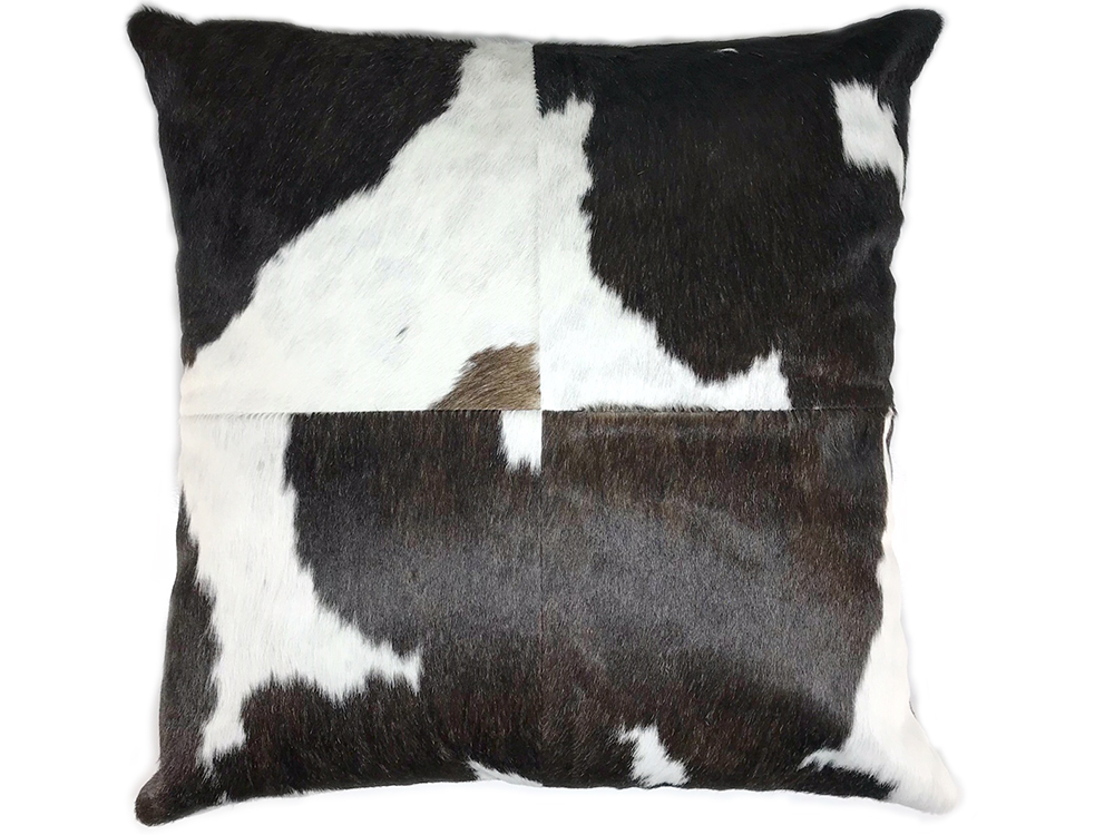 Cowhide Cushion Cover Dark Deep Chocolate And White Hide Belle