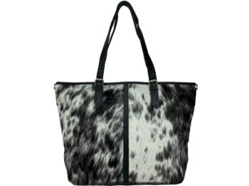Belle Couleur - Adele Flecked Black and White Cowhide Bag