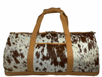 Belle Couleur - Domenique Speckled Tan and White Cowhide Duffel Bag