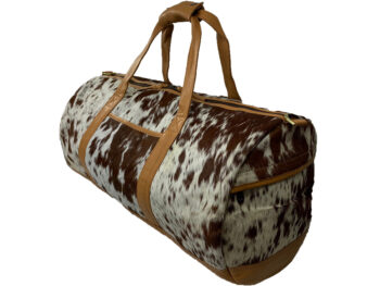 Belle Couleur - Domenique Speckled Tan and White Cowhide Duffel Bag