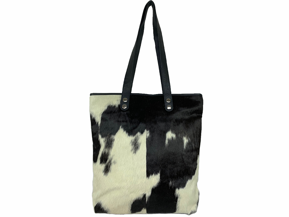 Belle Couleur - Belle Flecked Black and White Cowhide Bag