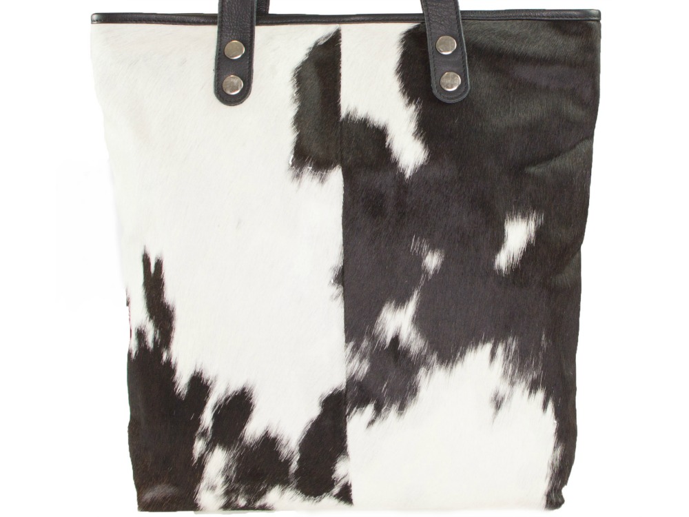 Belle Flecked Black And White Cowhide Tote Bag Belle Couleur