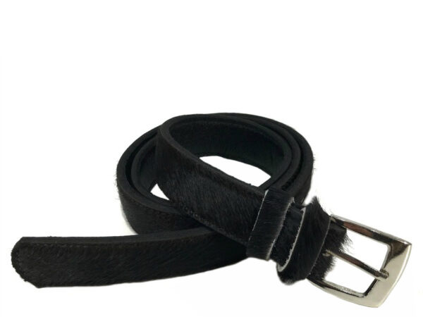 Belle Couleur - Marie Black Cowhide Belt with silver buckle