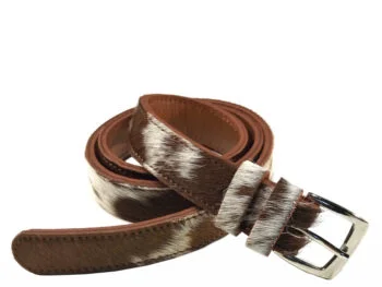 Belle Couleur - Marie Tan & White Cowhide Belt