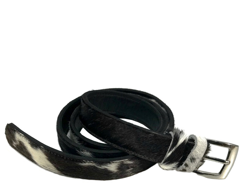 Belle Couleur - Marie Black and White Cowhide Belt