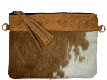 Belle Couleur - Gisele Tan and White Cowhide Bag