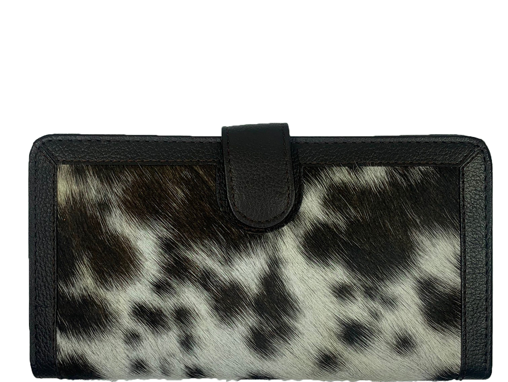 Belle Couleur - Zoe Speckled Chocolate and White Cowhide Wallet