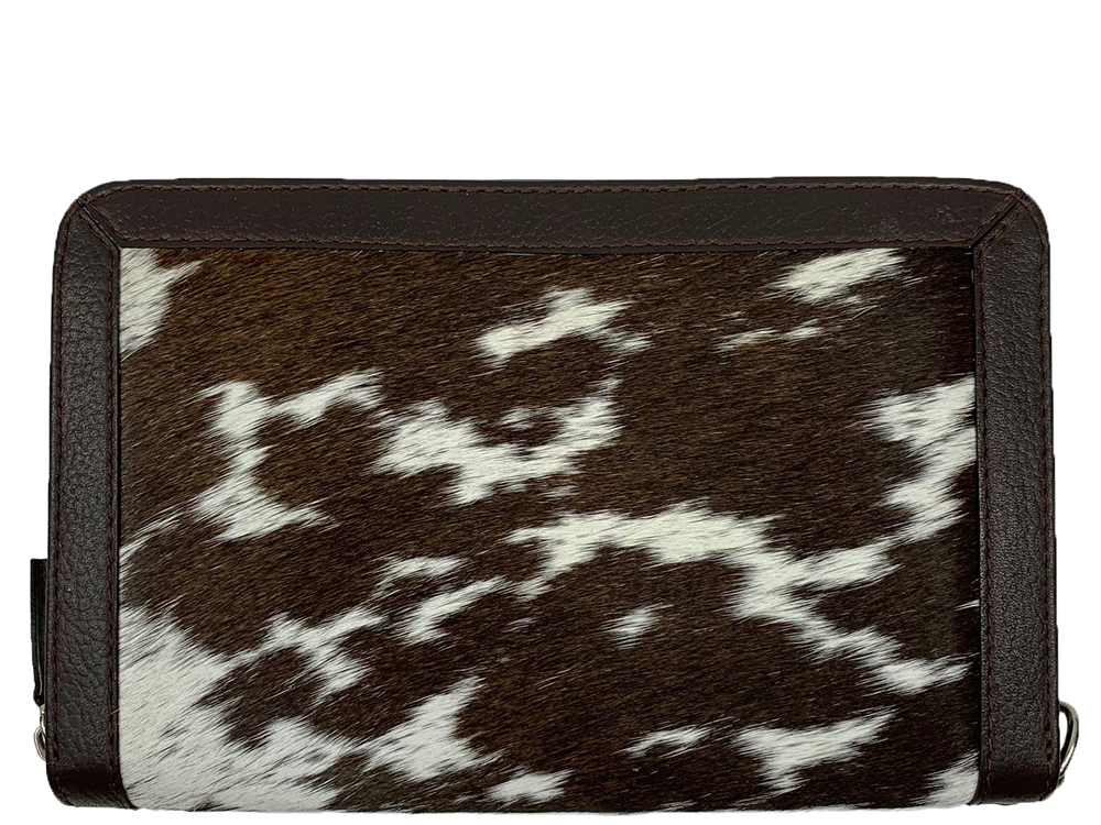 Belle Couleur - Colette Flecked Chocolate and White Cowhide Wallet