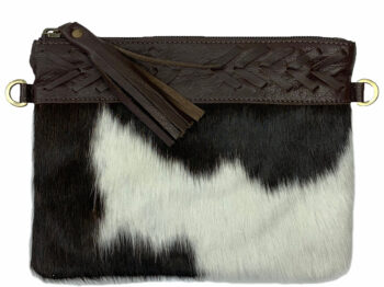 Belle Couleur - Gisele Chocolate and White Cowhide Bag