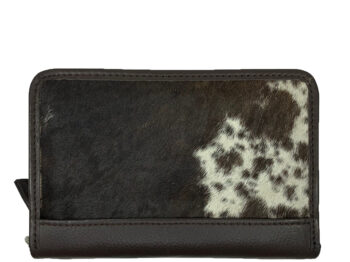 Belle Couleur - Patrice Dark Chocolate and White Cowhide Wallet