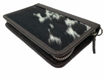 Belle Couleur - Patrice Dark Chocolate and White Cowhide Wallet