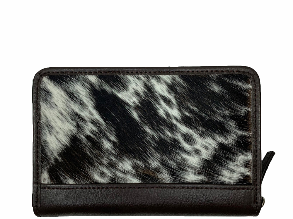 Belle Couleur - Patrice Chocolate and White Cowhide Wallet