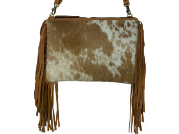 Belle Couleur - Claudine Flecked Tan and White Cowhide Bag