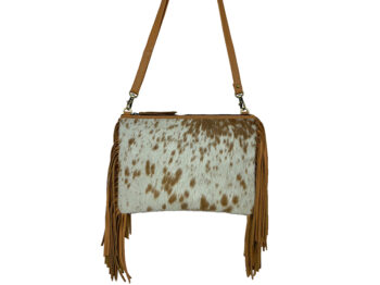 Belle Couleur - Claudine Speckled Tan and White Cowhide Bag