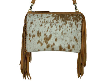 Belle Couleur - Claudine Speckled Tan and White Cowhide Bag