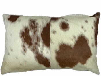 Belle Couleur - Rectangle Tan and White Cowhide Cushion