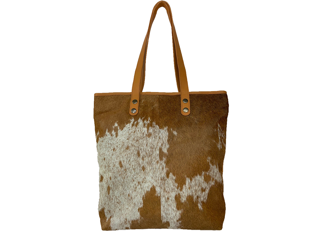 Belle Couleur - Belle Flecked Tan and White Cowhide Bag