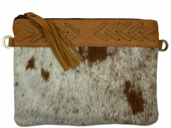 Belle Couleur - Gisele Speckled Tan and White Cowhide Bag
