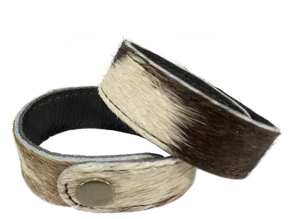 Belle Couleur - Remy Chocolate and White Cowhide Cuff