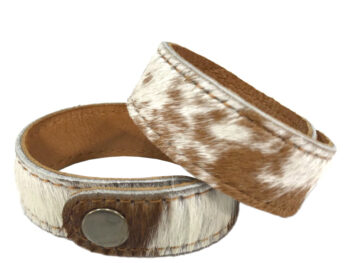 Belle Couleur - Remy Tan and White Cowhide Cuff