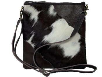 Belle Couleur - Stella Chocolate and White Cowhide Bag