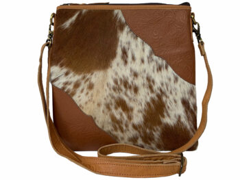 Belle Couleur - Stella Flecked Tan and White Cowhide Bag
