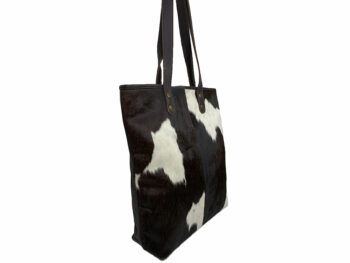 Belle Couleur - Belle Dark Chocolate and White Cowhide Bag
