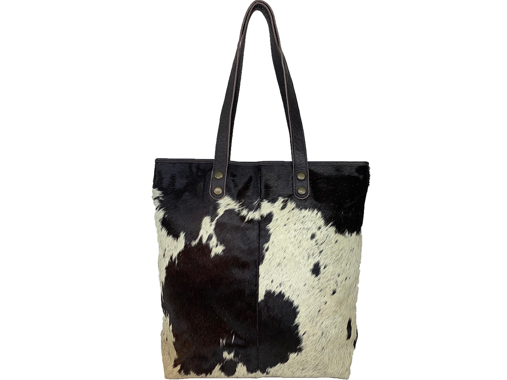Belle Couleur - Belle Flecked Chocolate and White Cowhide Bag