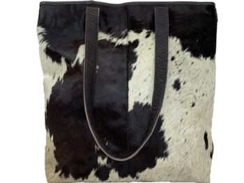 Belle Couleur - Belle Flecked Chocolate and White Cowhide Tote Bag