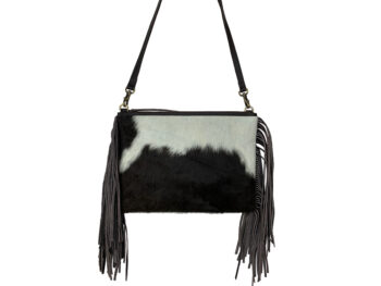 Belle Couleur - Claudine Flecked Chocolate and White Cowhide Bag