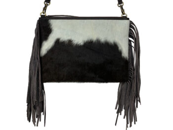 Belle Couleur - Claudine Flecked Chocolate and White Cowhide Bag
