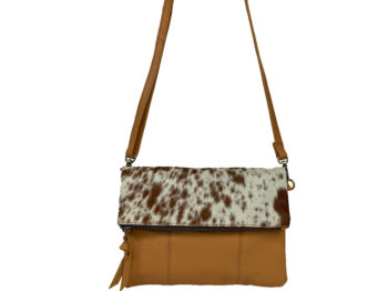 Belle Couleur - Elsa Speckled Tan and White Cowhide Bag