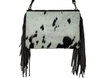 Belle Couleur - Claudine Light Chocolate and White Cowhide Bag