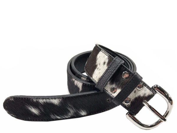 Belle Couleur - Marie (wide) - black & white cowhide belt