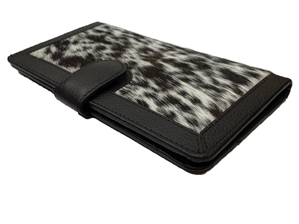 Belle Couleur - Zoe Flecked Chocolate and White Cowhide Wallet